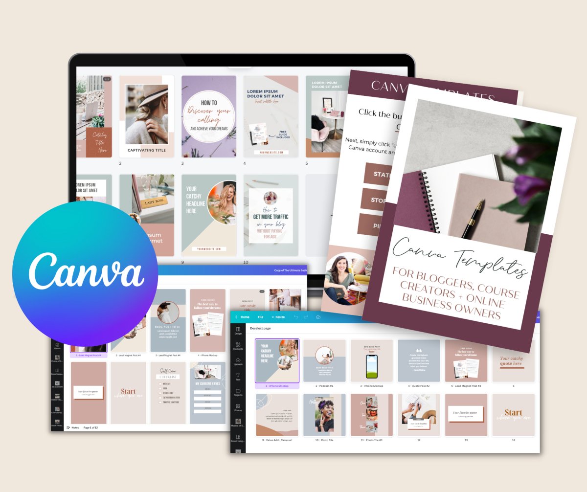 30 Done - For - You Content Graphics Canva Templates - Success with Soul Shop for coaches, course creators and online entrepreneurs.