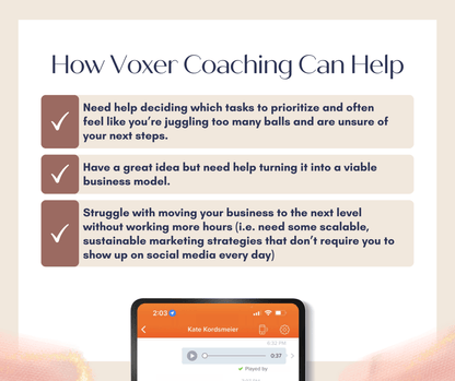 Day of Voxer Coaching - Success with Soul Shop for coaches, course creators and online entrepreneurs.