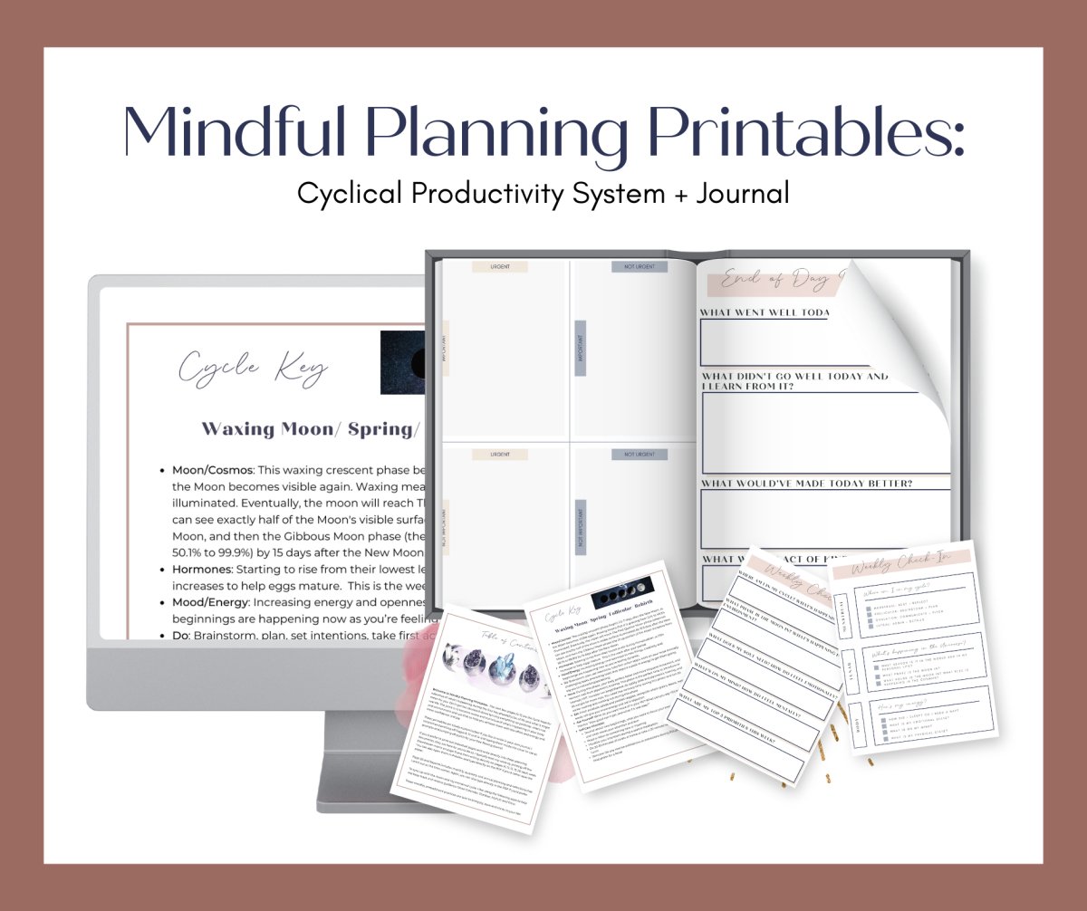 Mindful Planning Printables: Cyclical Productivity System + Journal - Success with Soul Shop for coaches, course creators and online entrepreneurs.