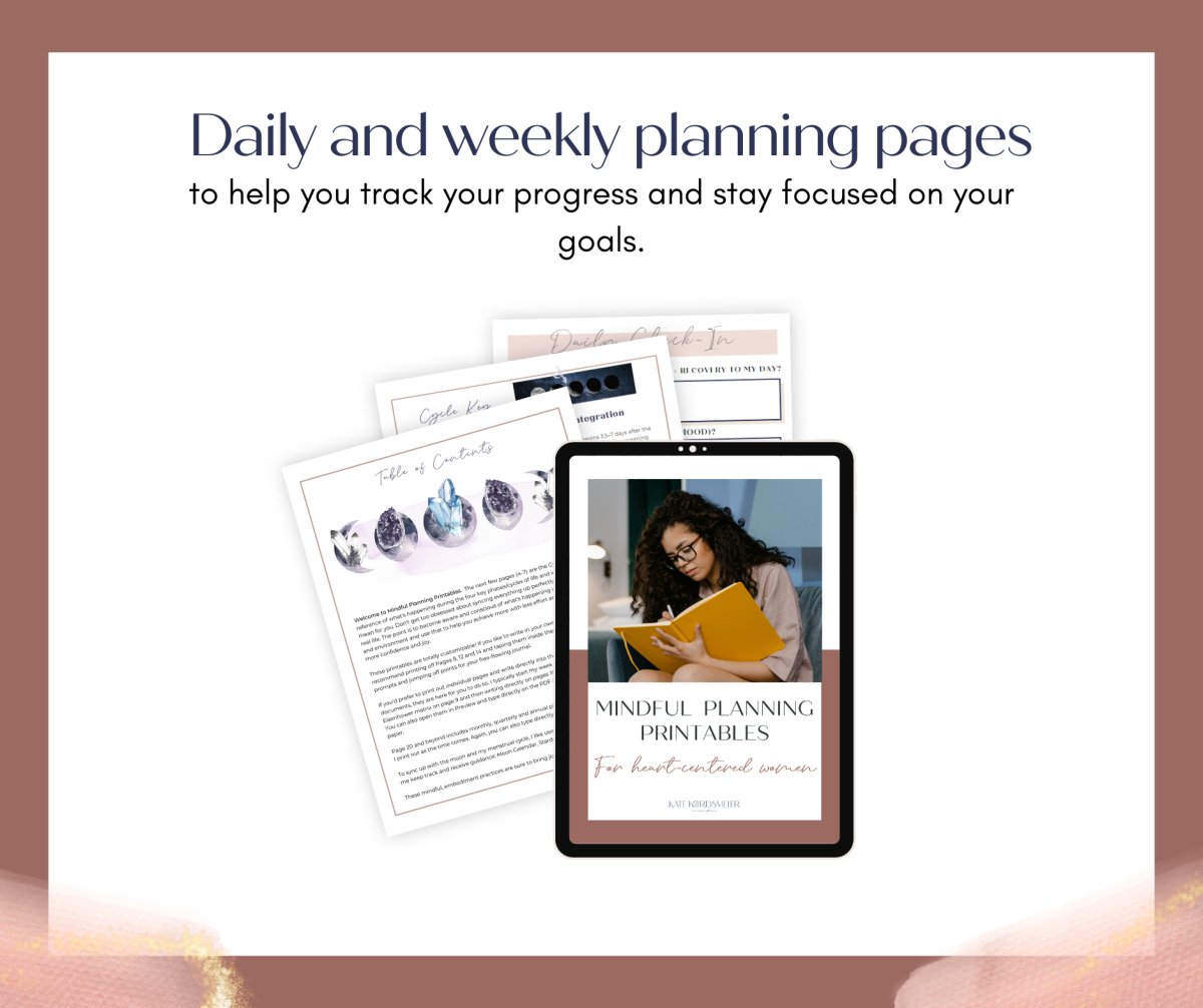 Mindful Planning Printables: Cyclical Productivity System + Journal - Success with Soul Shop for coaches, course creators and online entrepreneurs.