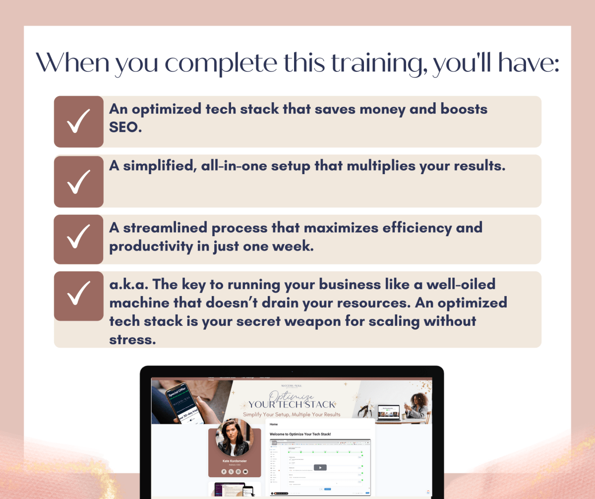 Optimize Your Tech Stack: How to Run Your Entire Biz With 1 Tool (and ZERO Zaps!) - Success with Soul Shop for coaches, course creators and online entrepreneurs.