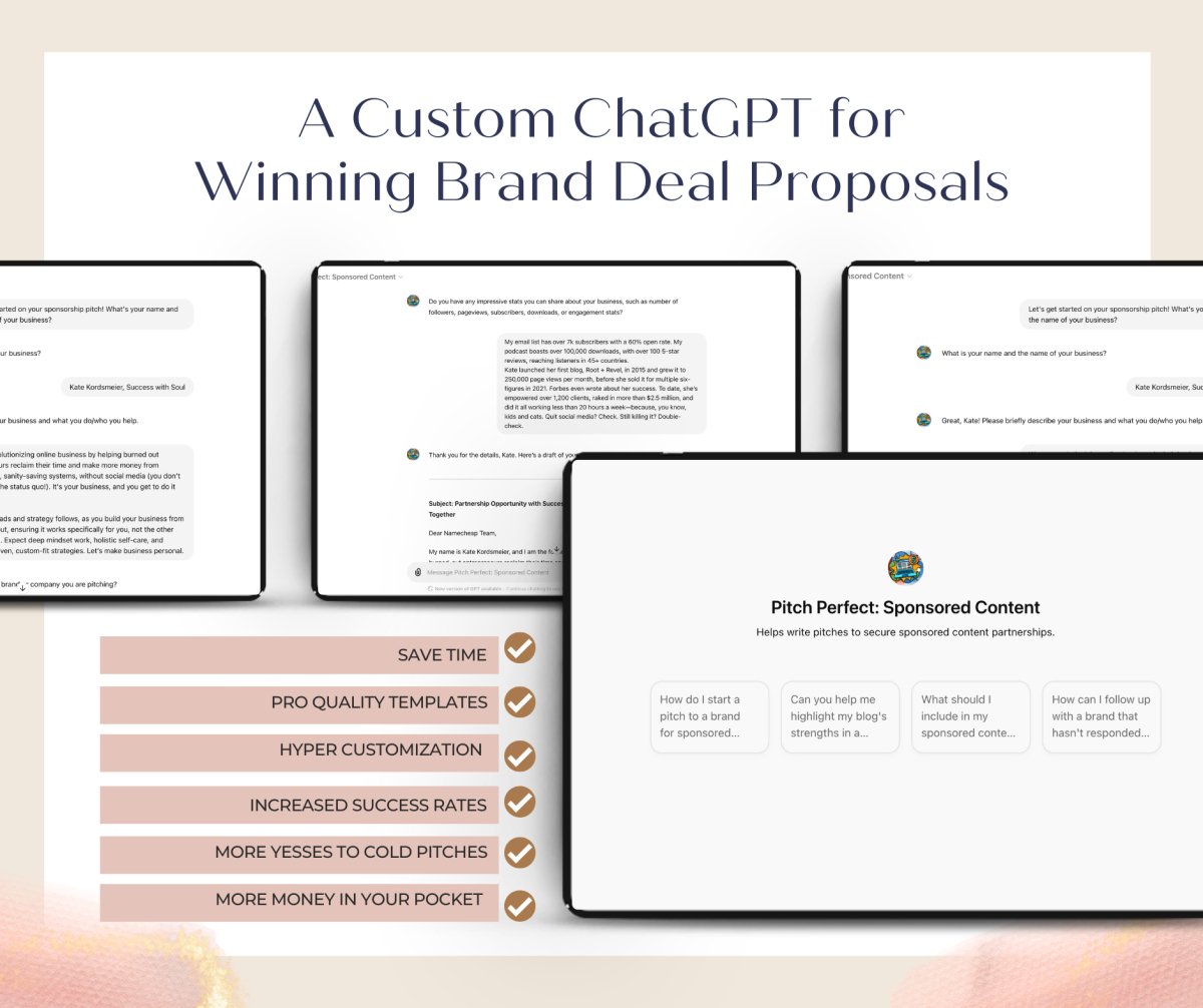 Pitch Perfect: A Custom ChatGPT for Winning Brand Deal Proposals - Success with Soul Shop for coaches, course creators and online entrepreneurs.