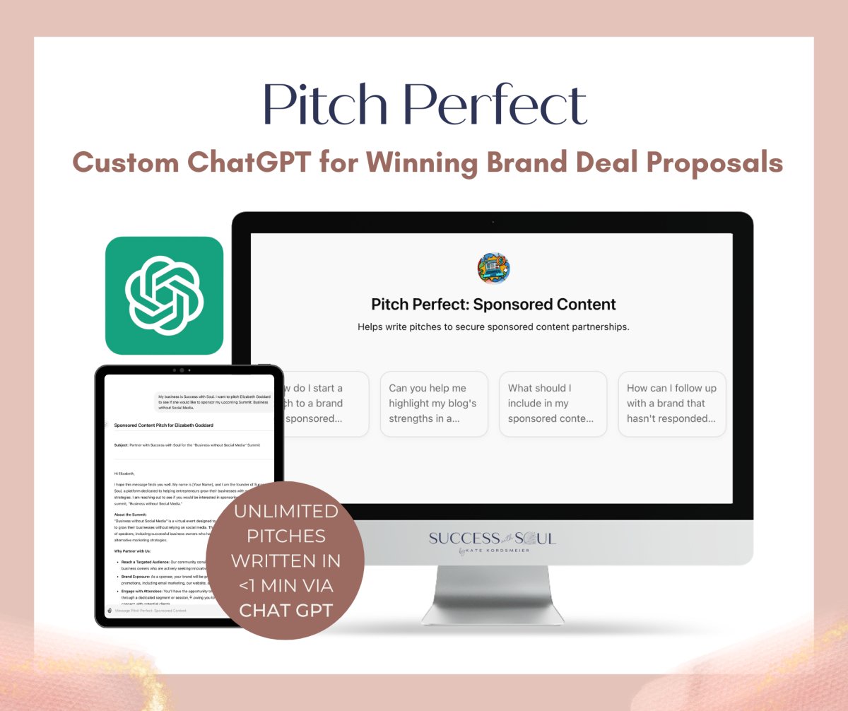 Pitch Perfect: A Custom ChatGPT for Winning Brand Deal Proposals - Success with Soul Shop for coaches, course creators and online entrepreneurs.