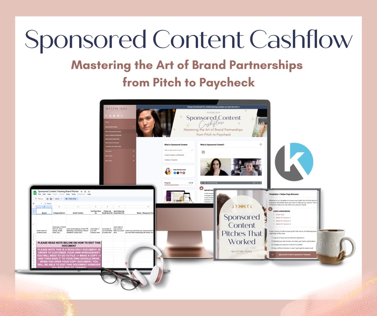 Sponsored Content Cashflow: Mastering the Art of Brand Partnerships from Pitch to Paycheck - Success with Soul Shop for coaches, course creators and online entrepreneurs.