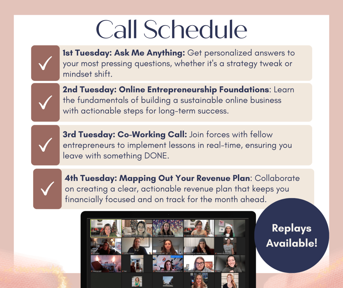 The Room: Weekly Group Coaching Calls for Accountability + Community - Success with Soul Shop for coaches, course creators and online entrepreneurs.