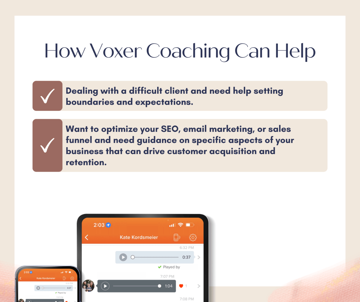 Unlimited Monthly Voxer Coaching - Success with Soul Shop for coaches, course creators and online entrepreneurs.