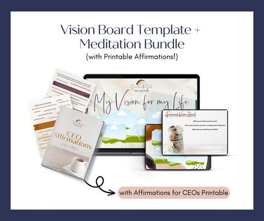 Vision Board Template + Visualization Meditation Bundle (with Printable Affirmations!) - Success with Soul Shop for coaches, course creators and online entrepreneurs.