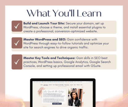 Website in a Week: SEO and WordPress Made Easy - Success with Soul Shop for coaches, course creators and online entrepreneurs.