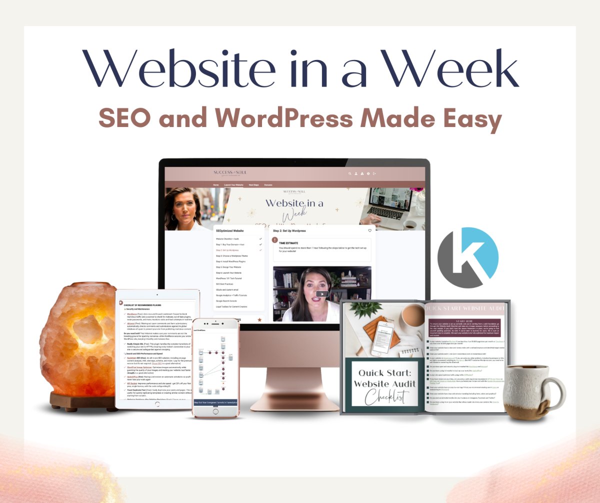 Website in a Week: SEO and WordPress Made Easy - Success with Soul Shop for coaches, course creators and online entrepreneurs.