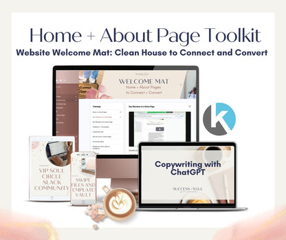 Website Welcome Mat: Home + About Page Toolkit - Success with Soul Shop for coaches, course creators and online entrepreneurs.