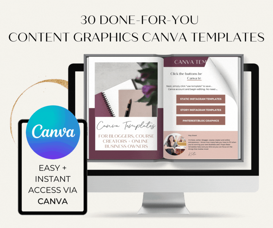 30 Done-For-You Content Graphics Canva Templates - Success with Soul Shop for coaches, course creators and online entrepreneurs.
