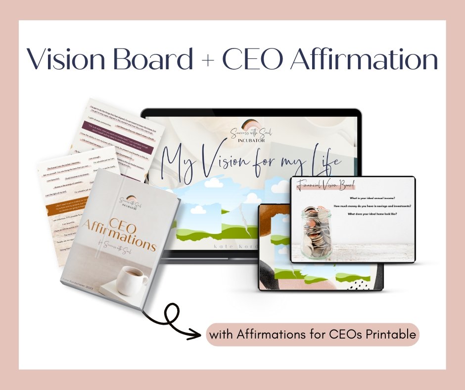 Holistic CEO Vision Board + Visualization Meditation Bundle - Success with Soul Shop for coaches, course creators and online entrepreneurs.