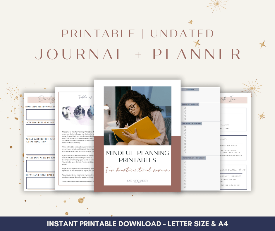 Mindful Planning Printables - Success with Soul Shop for coaches, course creators and online entrepreneurs.