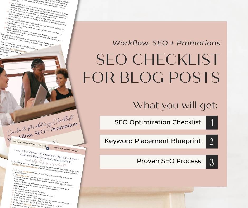 SEO Checklist for Blog Posts - Success with Soul Shop for coaches, course creators and online entrepreneurs.