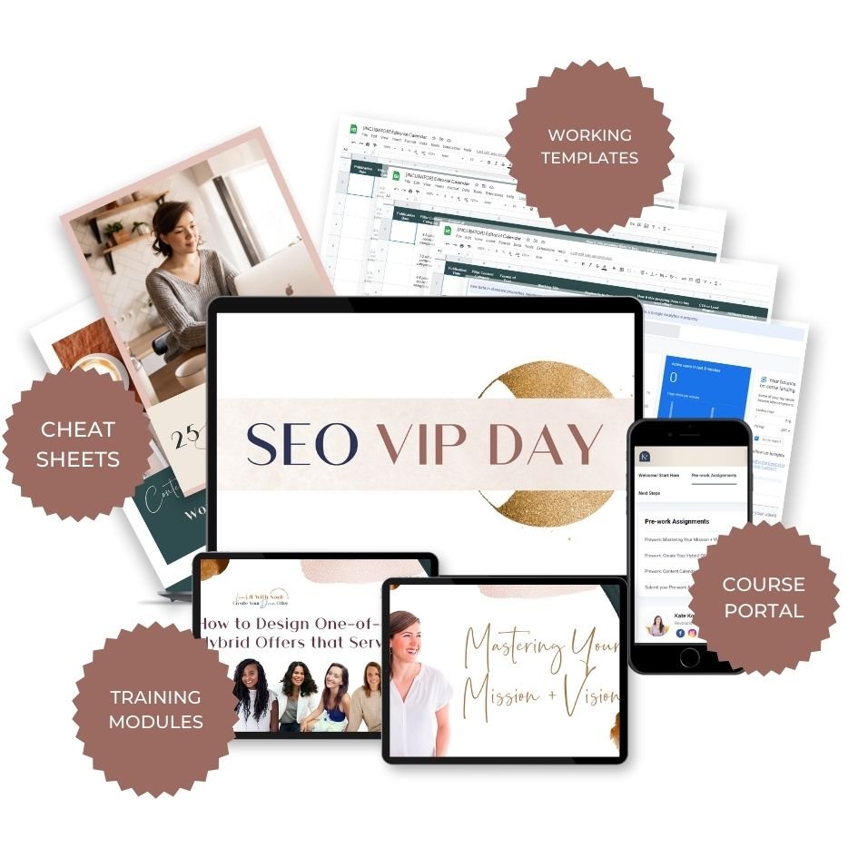VIP Day: SEO + Organic Traffic - Success with Soul Shop for coaches, course creators and online entrepreneurs.
